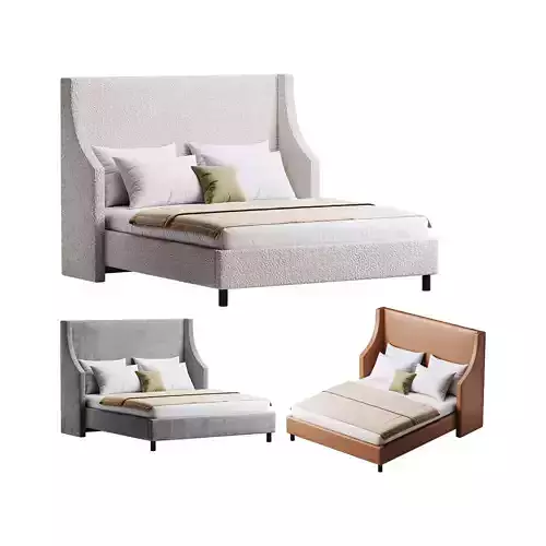 Davis Wingback Sand Velvet bed