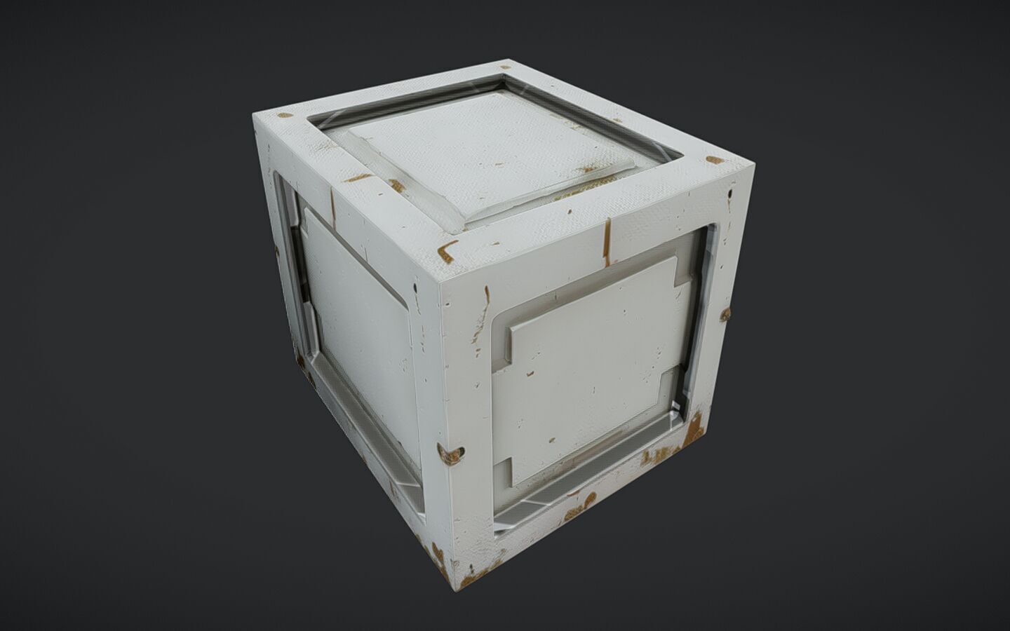 rusty metal crate or box 3D model_19