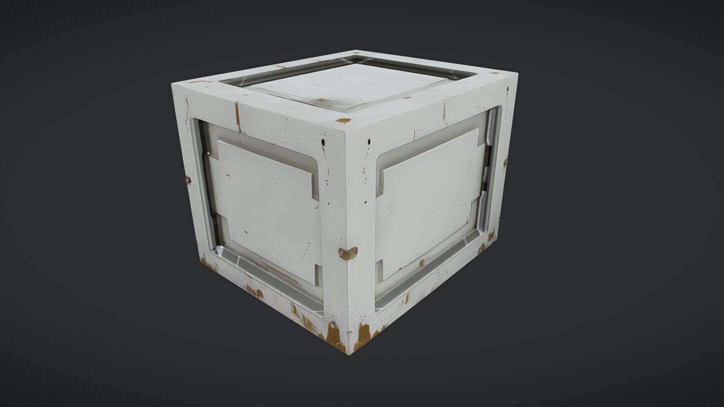 rusty metal crate or box 3D model_26