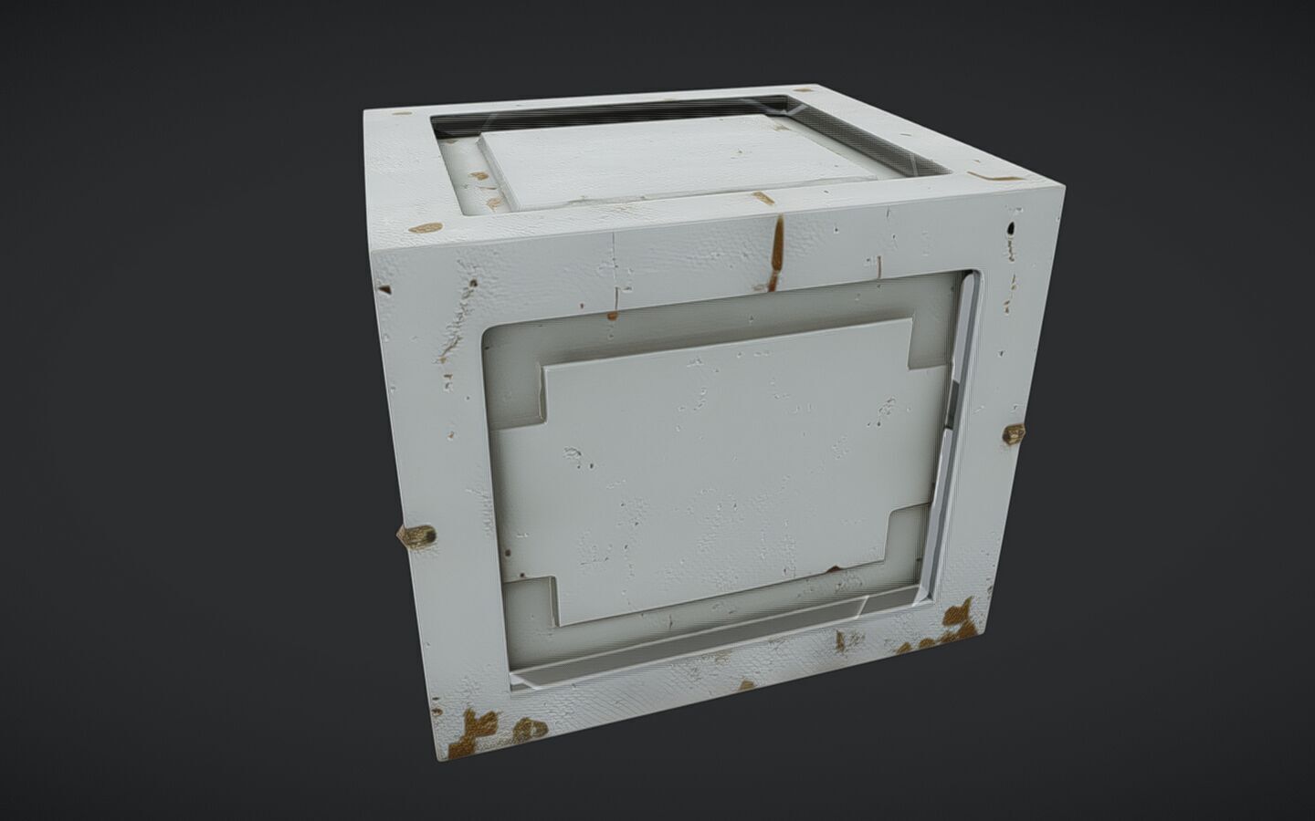 rusty metal crate or box 3D model_17