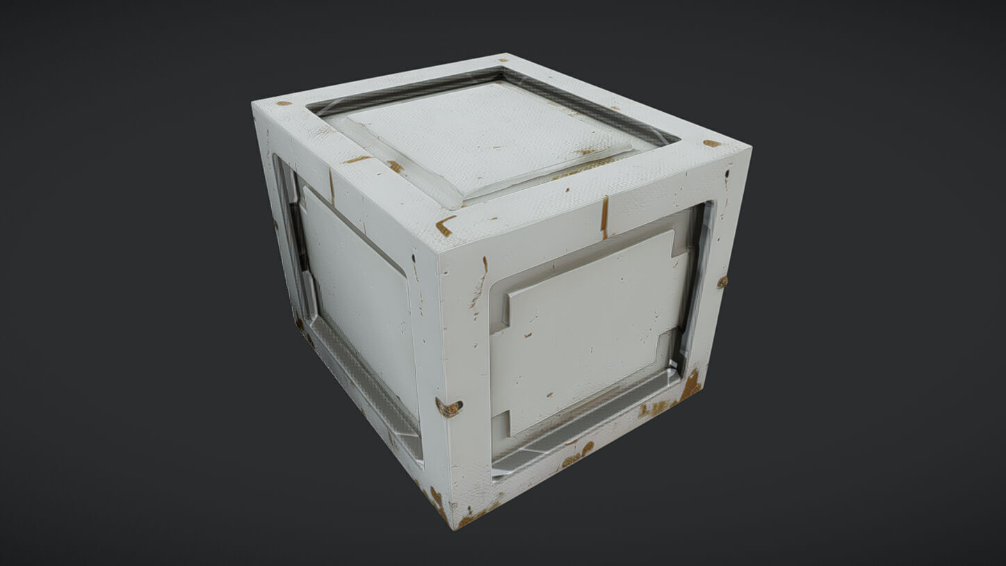 rusty metal crate or box 3D model_25