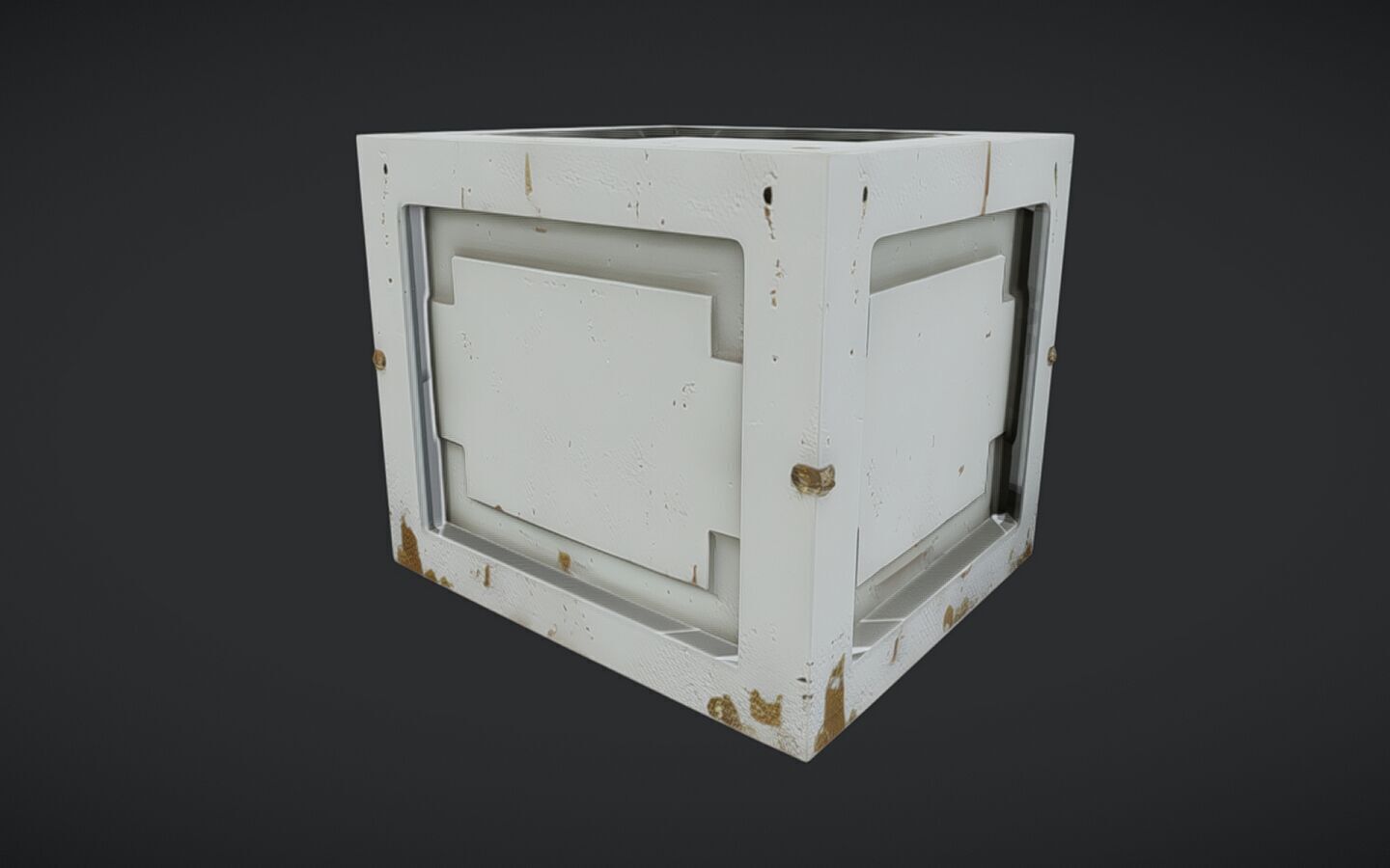 rusty metal crate or box 3D model_14