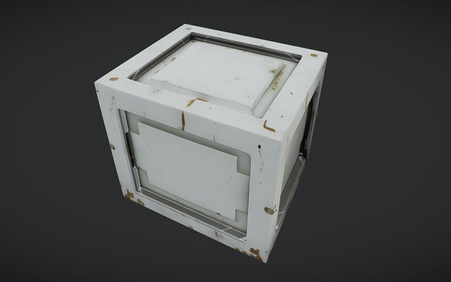 rusty metal crate or box 3D model_11