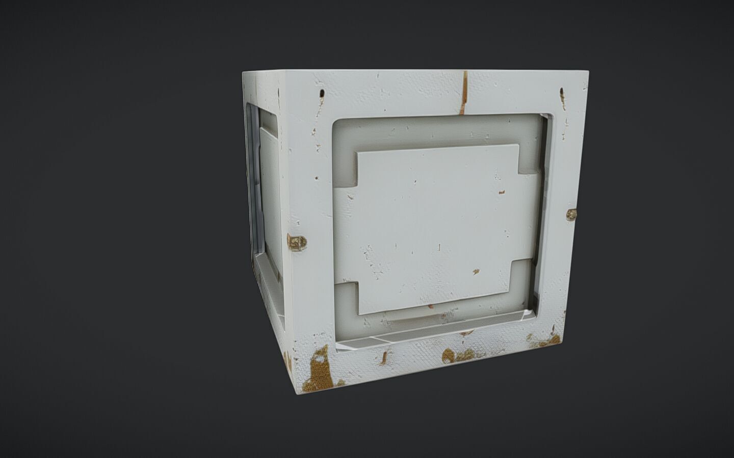 rusty metal crate or box 3D model_1