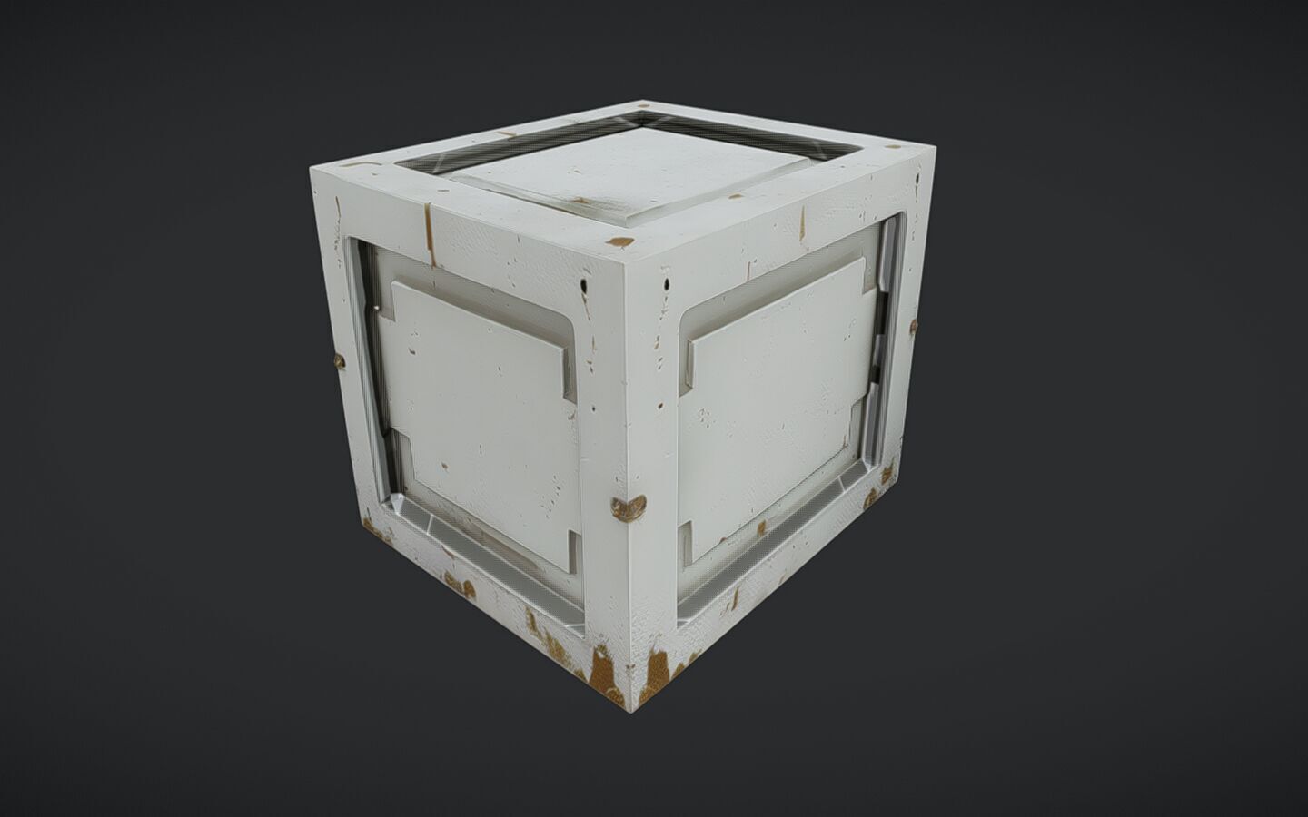 rusty metal crate or box 3D model_6