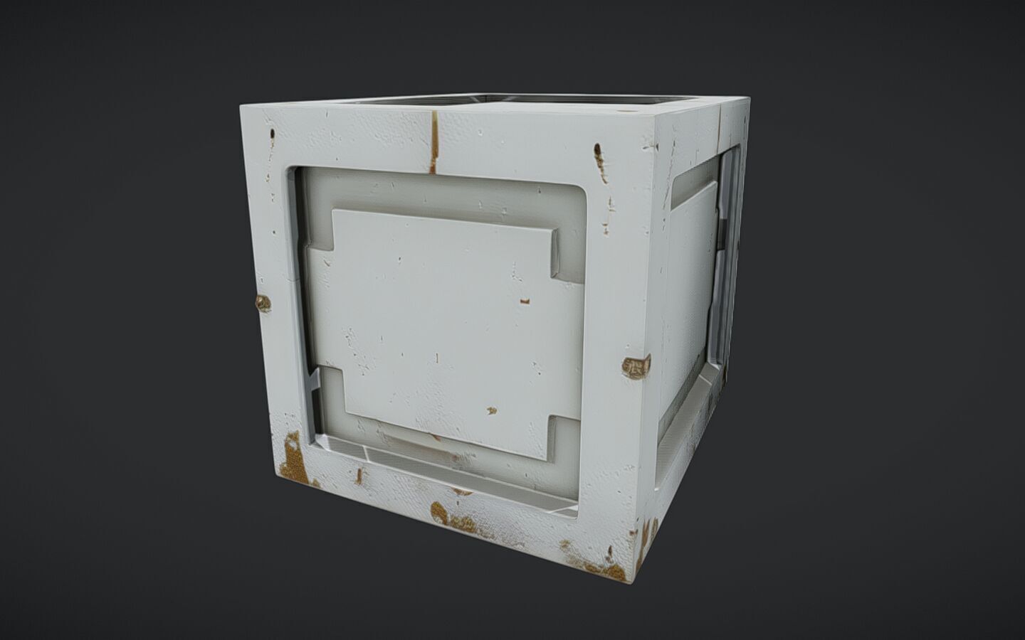 rusty metal crate or box 3D model_16