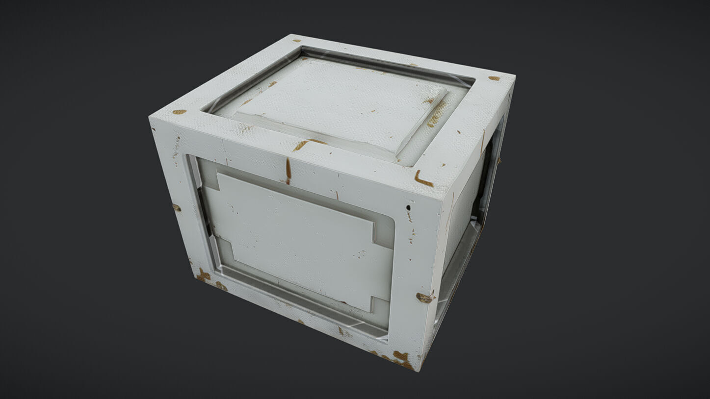 rusty metal crate or box 3D model_24