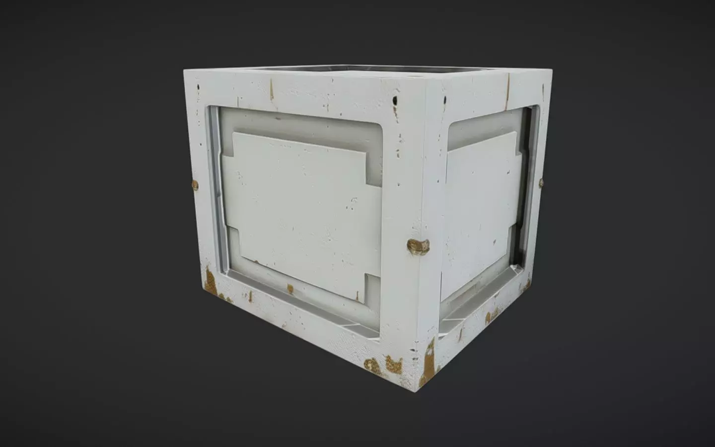 rusty metal crate or box 3D model_0