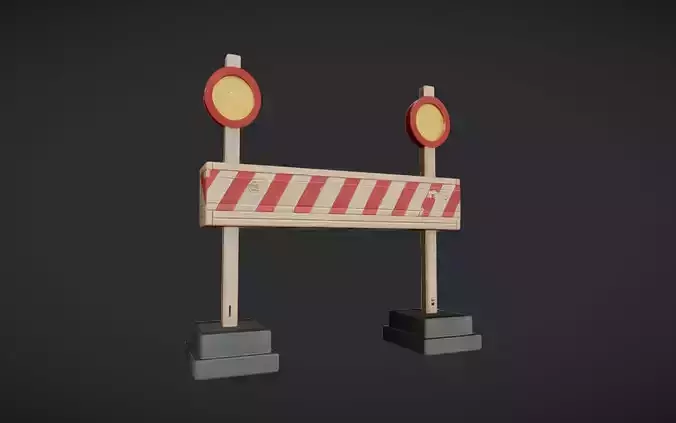 cartoon road barrier with striped panel