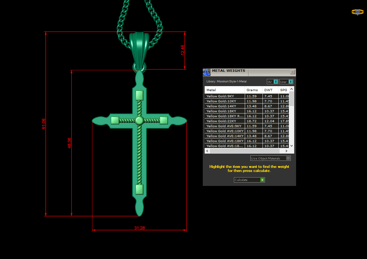 Cross Light Gold 4CP071 3DM STL 3D model_1