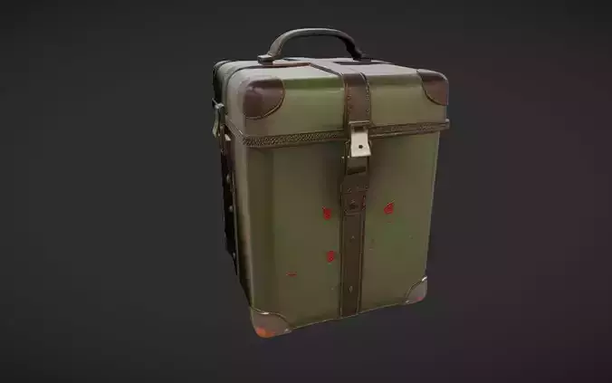 vintage green leather suitcase