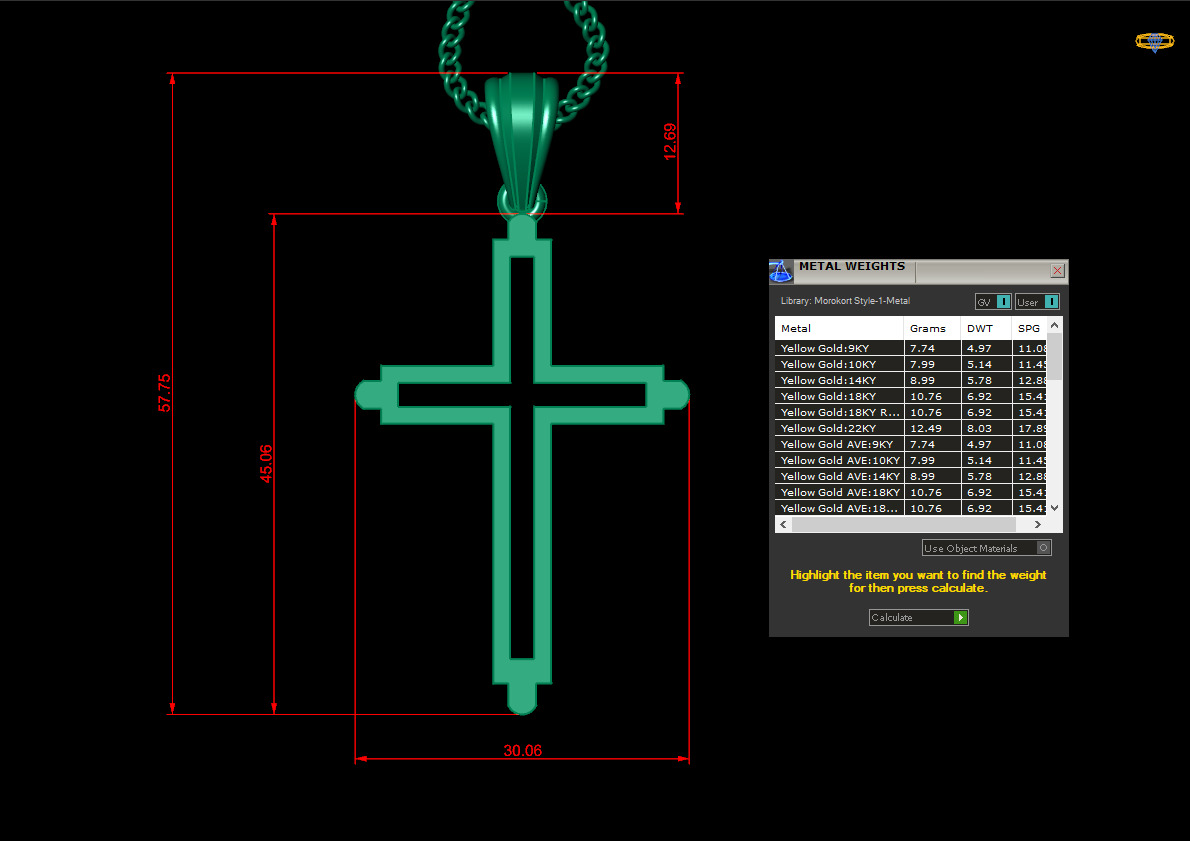 Cross Light Gold 4CP044 3DM STL 3D print model_1