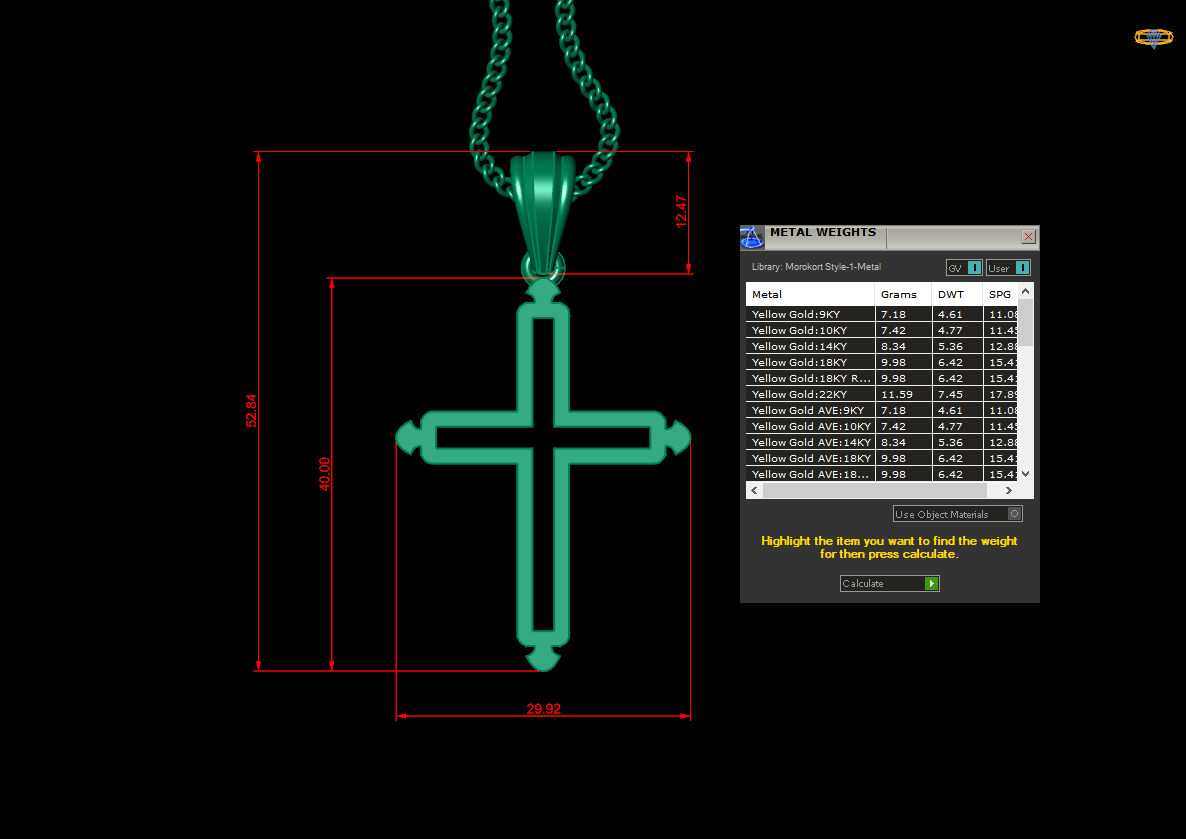 Cross Light Gold 4CP027 3DM STL 3D print model_1