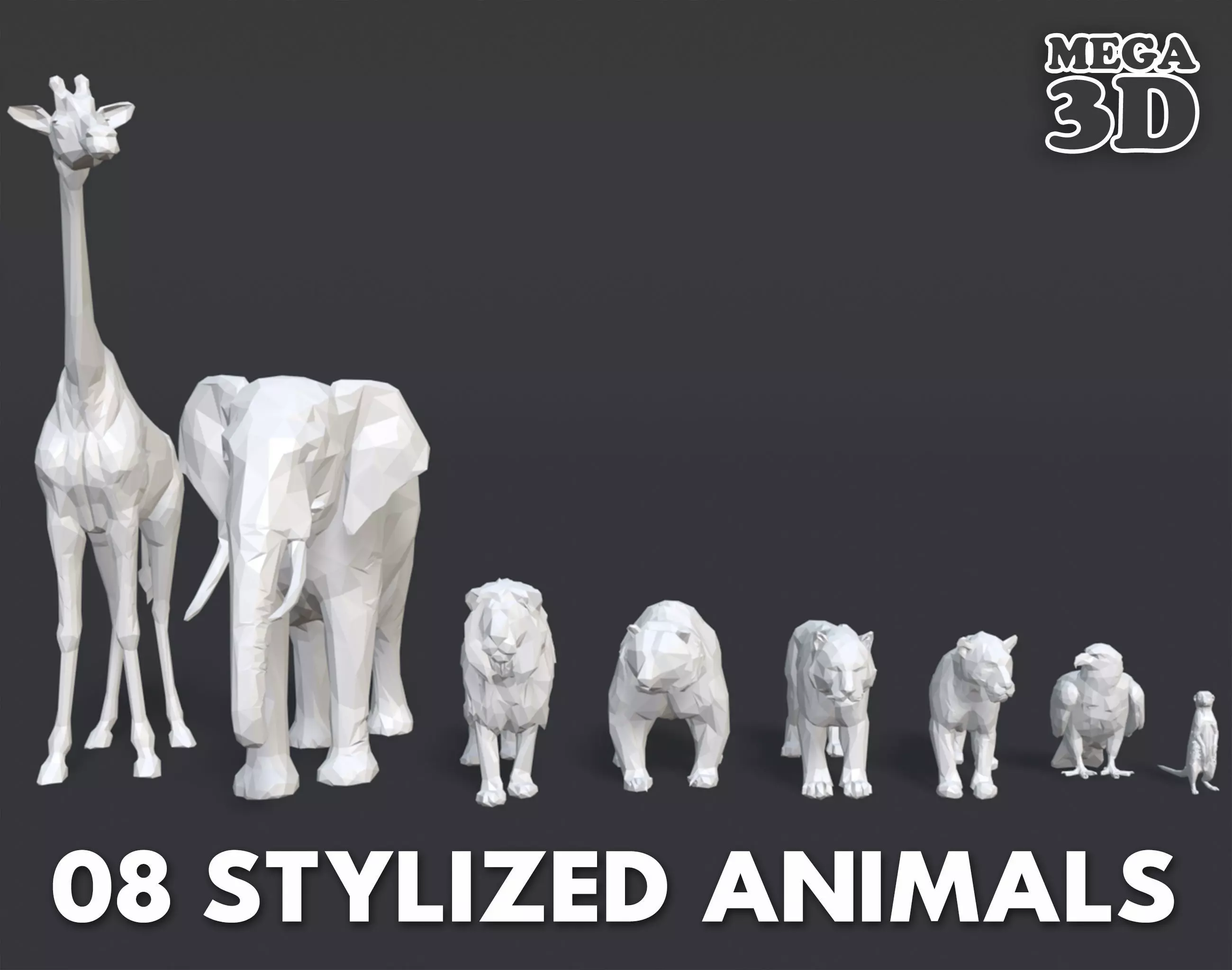 08 Low poly Stylized Animals Low-poly 3D model_0