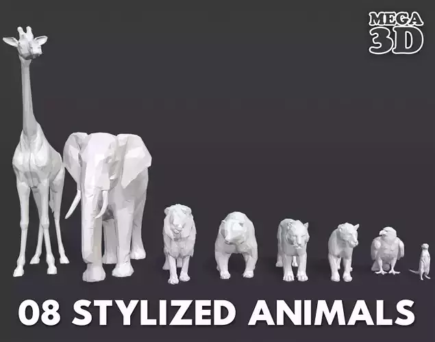 08 Low poly Stylized Animals Low-poly 3D model