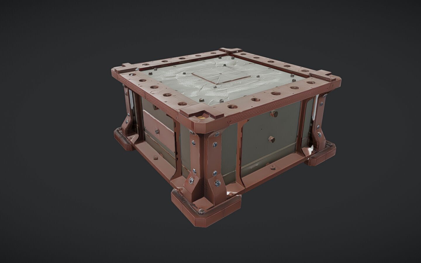industrial metal container box 3D model_2