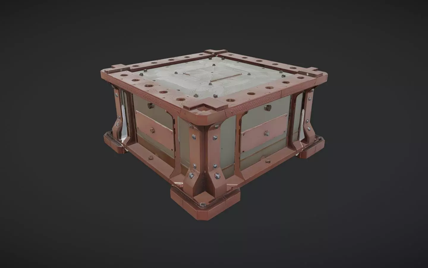 industrial metal container box 3D model_0