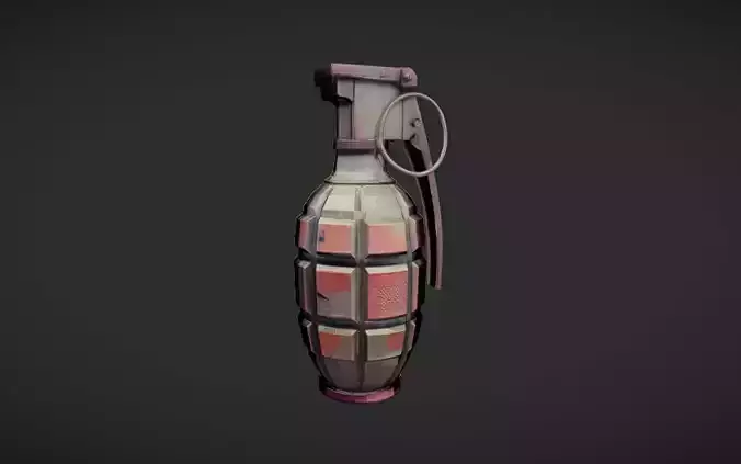 classic hand grenade with segmented body 3D model