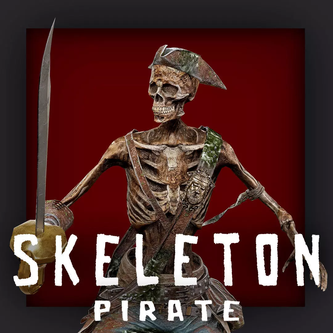 PIRATE SKELETON 1 B Low-poly 3D model