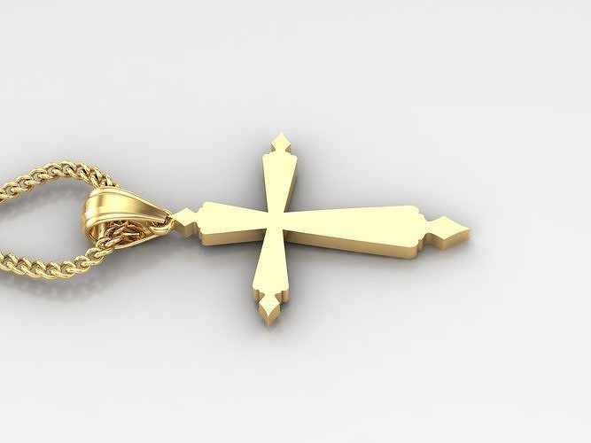 18K Gold Cross Pendant 3DM STL 1CP100 3D print model