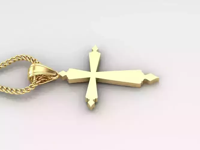 18K Gold Cross Pendant 3DM STL 1CP100