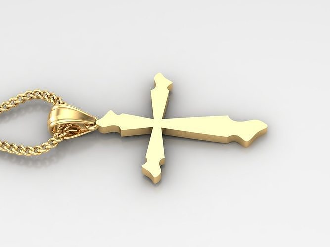 18K Gold Cross Pendant 3DM STL 1CP099 3D print model