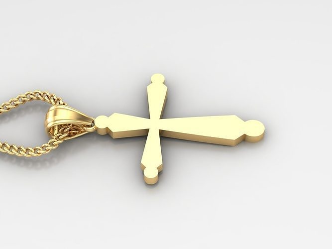 18K Gold Cross Pendant 3DM STL 1CP098 3D print model