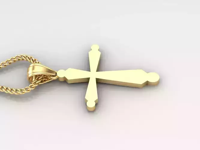 18K Gold Cross Pendant 3DM STL 1CP098
