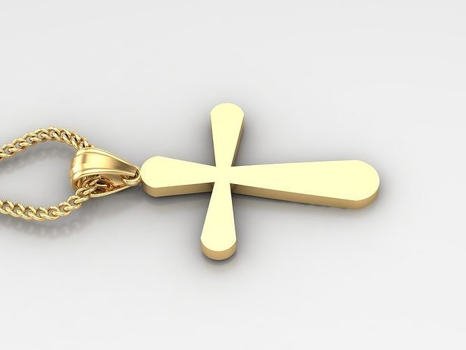 18K Gold Cross Pendant 3DM STL 1CP095 3D print model