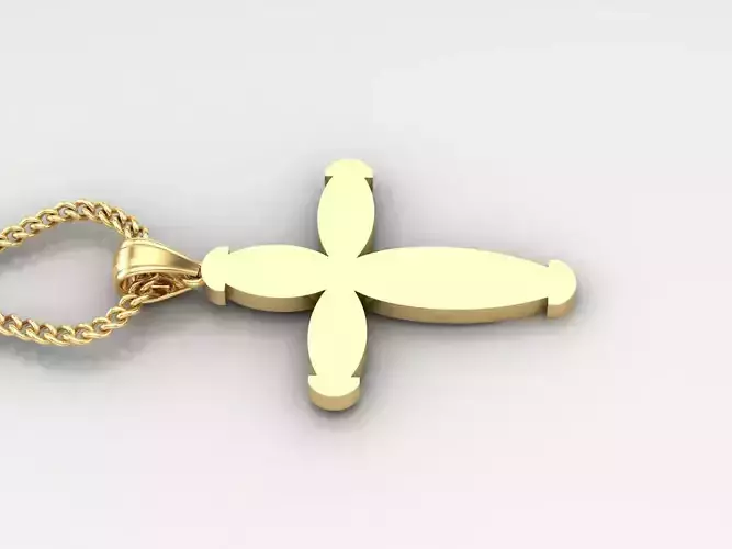 18K Gold Cross Pendant 3DM STL 1CP092