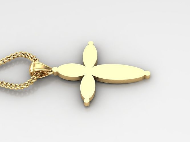 18K Gold Cross Pendant 3DM STL 1CP091 3D print model