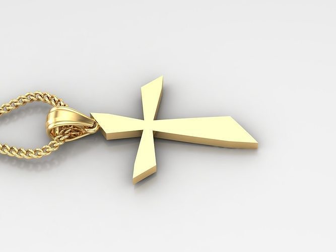 18K Gold Cross Pendant 3DM STL 1CP090 3D print model