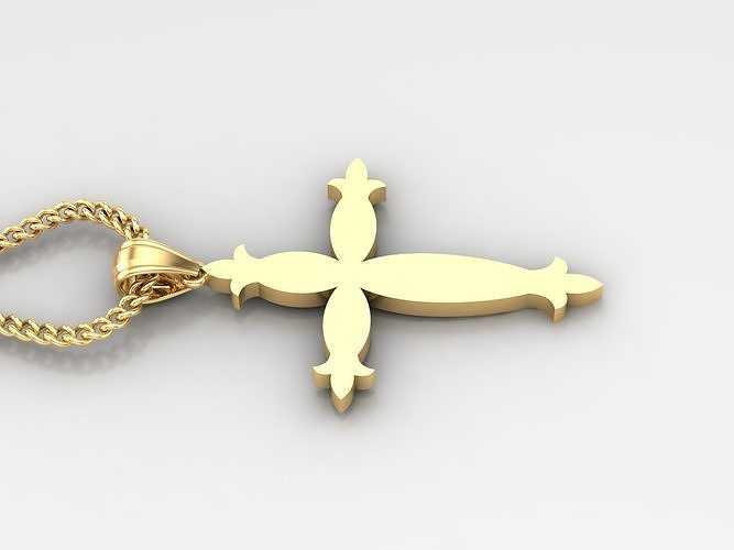 18K Gold Cross Pendant 3DM STL 1CP089 3D print model