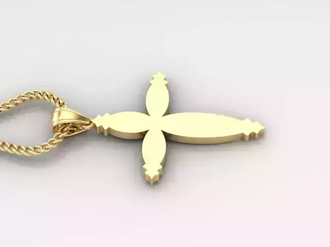 18K Gold Cross Pendant 3DM STL 1CP087