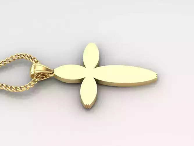 18K Gold Cross Pendant 3DM STL 1CP086