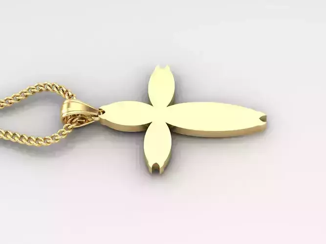 18K Gold Cross Pendant 3DM STL 1CP082