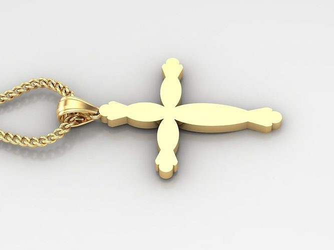 18K Gold Cross Pendant 3DM STL 1CP081 3D print model