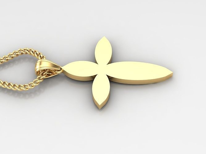 18K Gold Cross Pendant 3DM STL 1CP080 3D print model