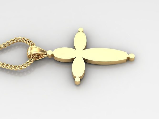 18K Gold Cross Pendant 3DM STL 1CP078 3D print model