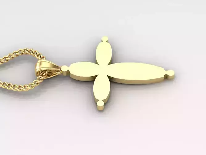 18K Gold Cross Pendant 3DM STL 1CP078