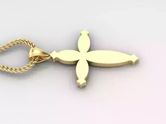 18K Gold Cross Pendant 3DM STL 1CP074