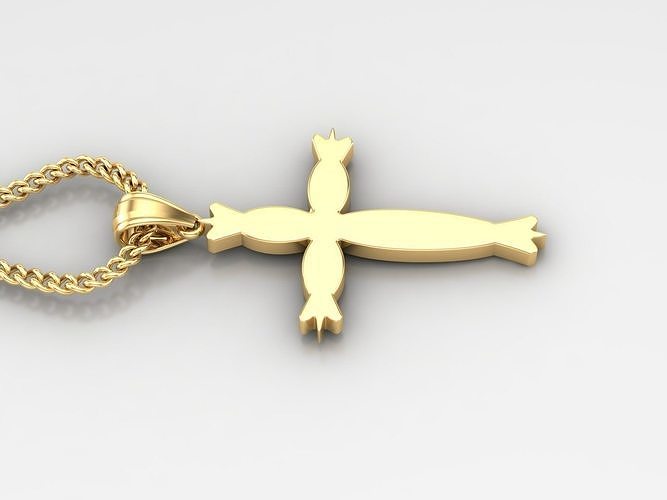 18K Gold Cross Pendant 3DM STL 1CP071 3D print model