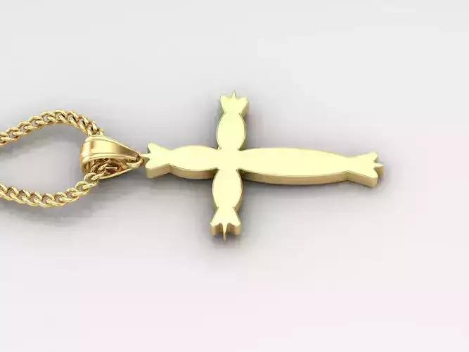 18K Gold Cross Pendant 3DM STL 1CP071