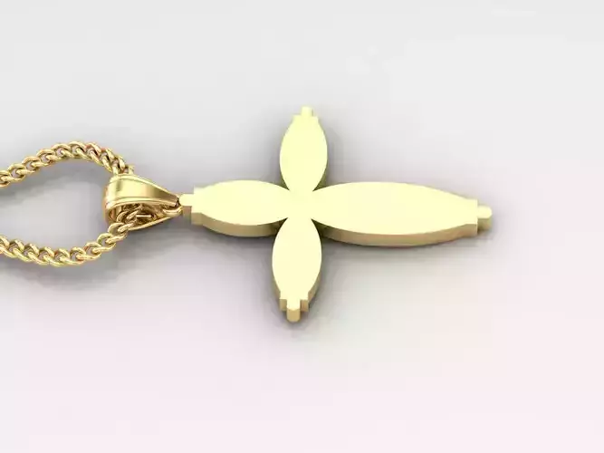 18K Gold Cross Pendant 3DM STL 1CP069