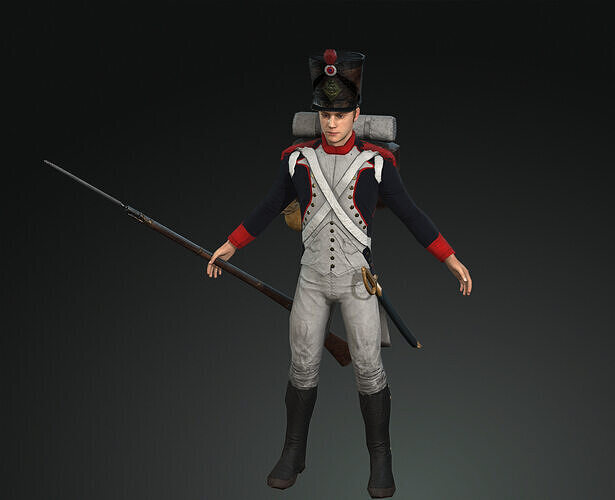 Napoleonic French Soldier Low-poly 3D model