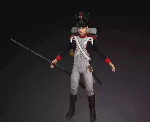 Napoleonic French Soldier Low-poly 3D model
