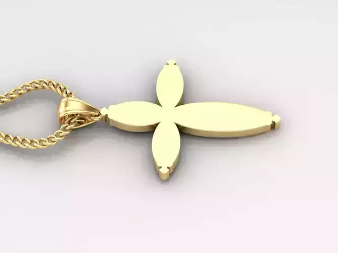 18K Gold Cross Pendant 3DM STL 1CP065