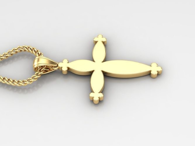 18K Gold Cross Pendant 3DM STL 1CP064 3D print model
