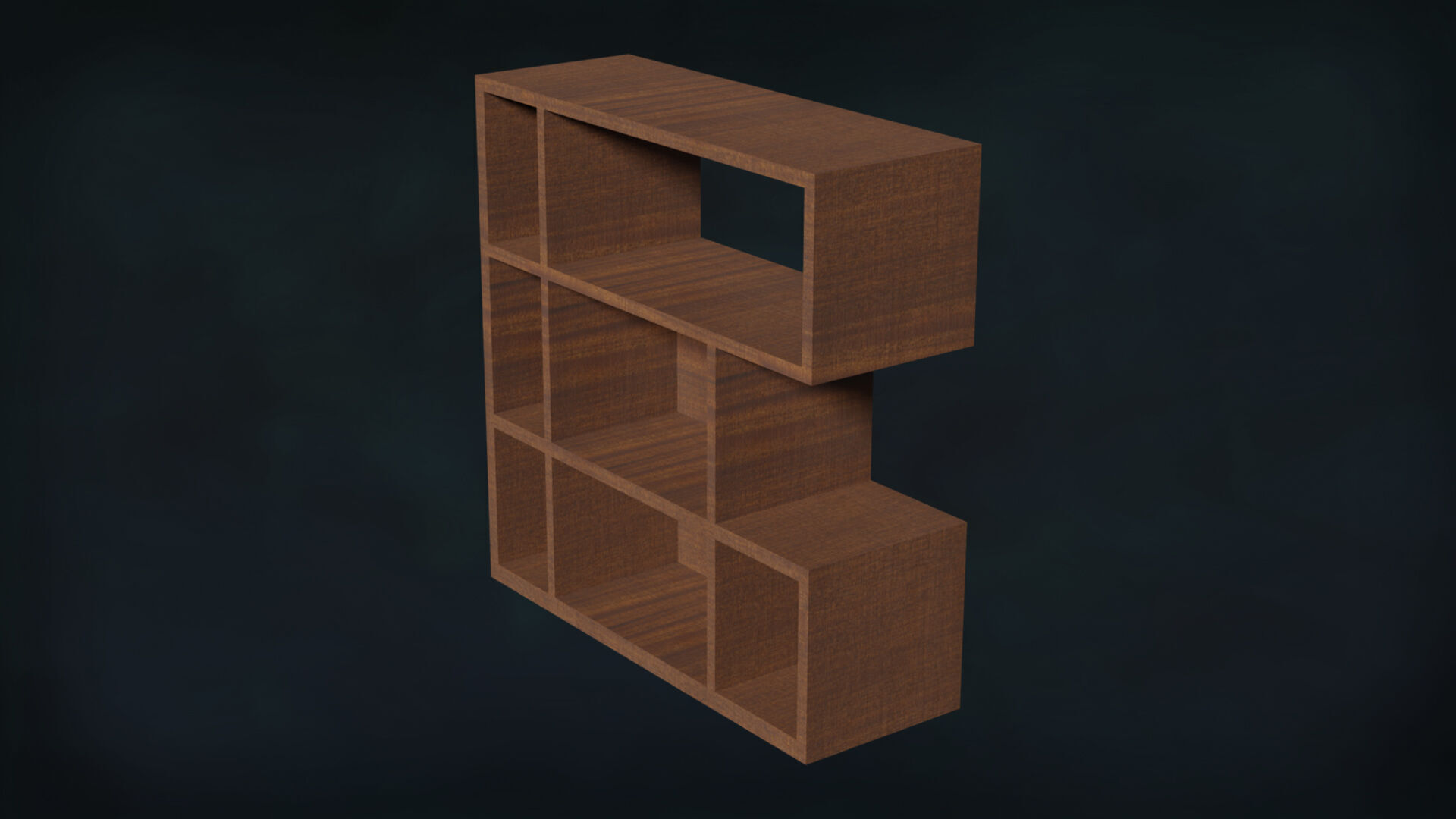 Deco BookShelfs Wood Style Scape Lignum Lot 2 Group N4- Low 3D model_7