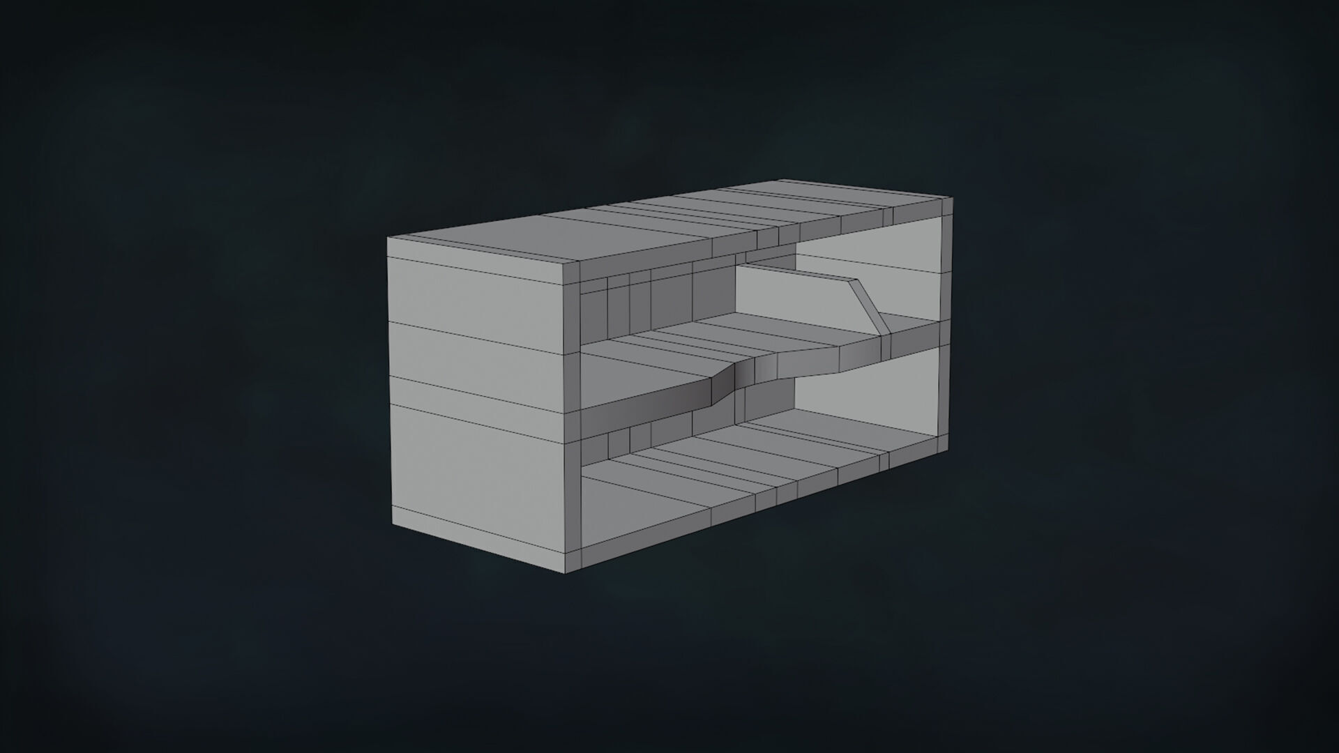 Deco BookShelfs Wood Style Scape Lignum Lot 2 Group N4- Low 3D model_24